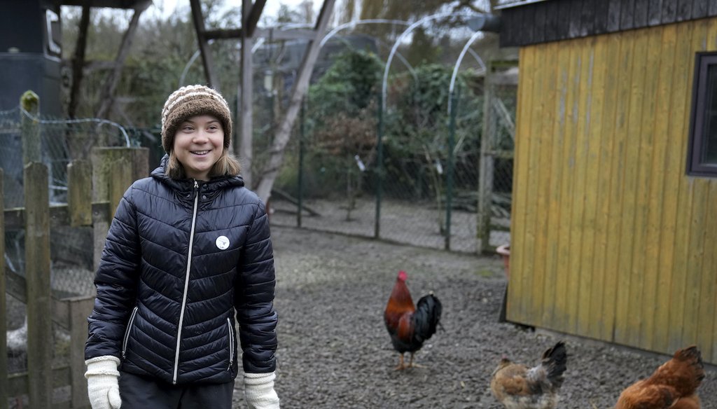 Swedish climate campaigner Greta Thunberg smiles during an interview with the Associated Press in Erkelenz, Germany, Saturday, Jan. 14, 2023. (AP)