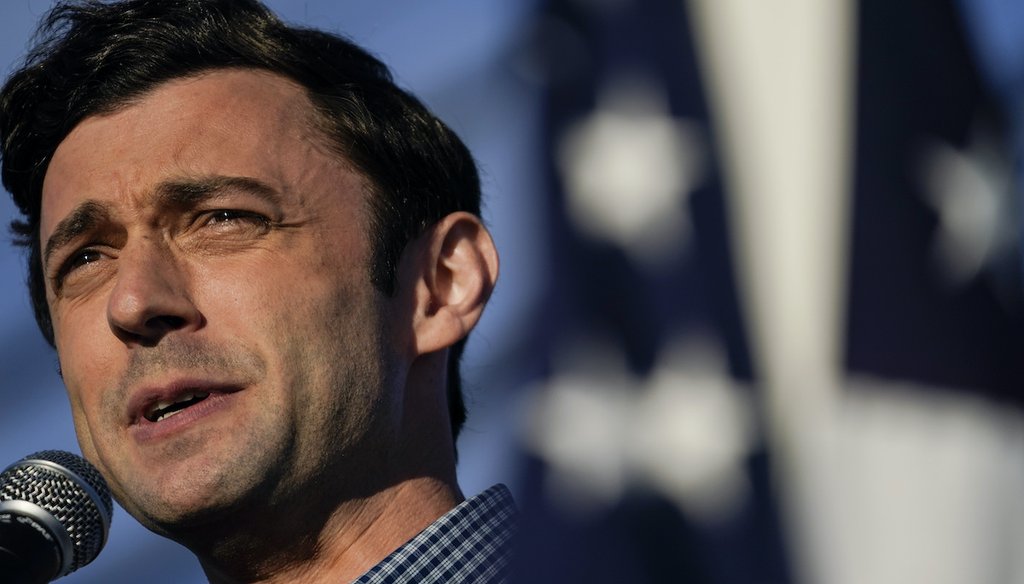 Jon Ossoff, a Democrat running against Sen. David Perdue, R-Ga., speaks during a rally on Nov. 15, 2020, in Marietta, Ga. (AP)