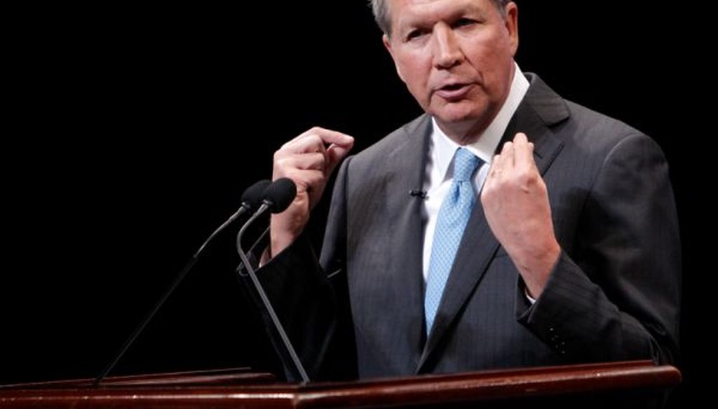 Ohio Gov. John Kasich speaks after being sworn in for his second term on Jan. 12, 2015, in Columbus.