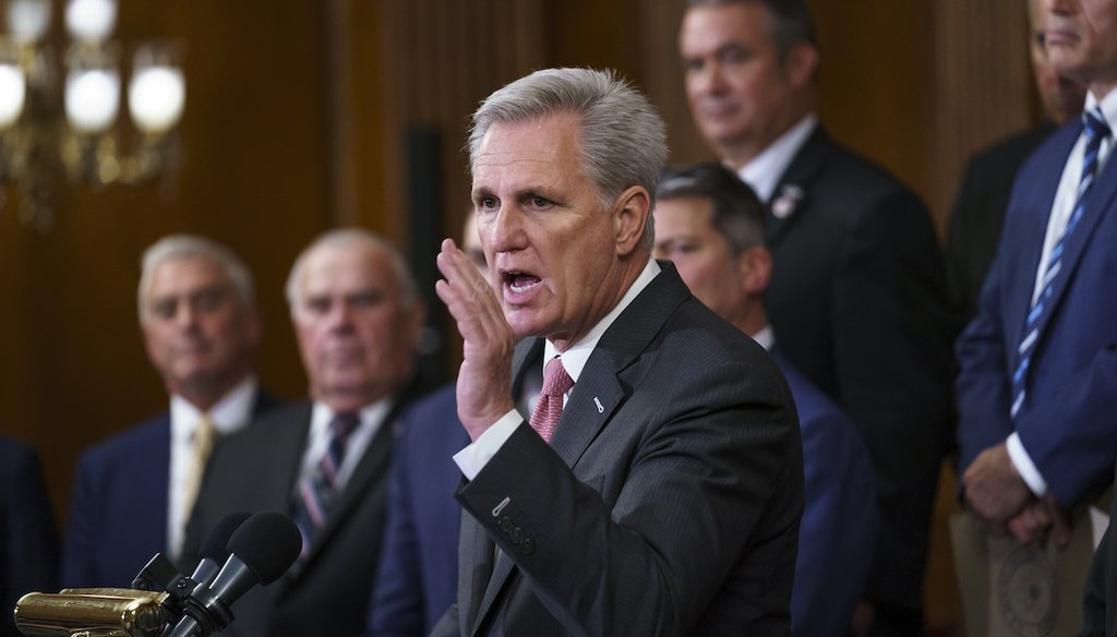 House Minority Leader Kevin McCarthy, R-Calif., speaks at the Capitol. (AP Photo/J. Scott Applewhite)