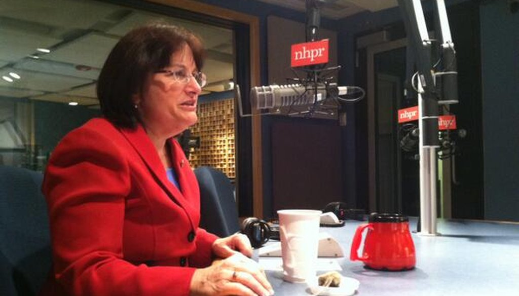 Ann McLane Kuster appeared on The Exchange on New Hampshire Public Radio on Feb. 20, 2014. Photo by NHPR via Twitter.