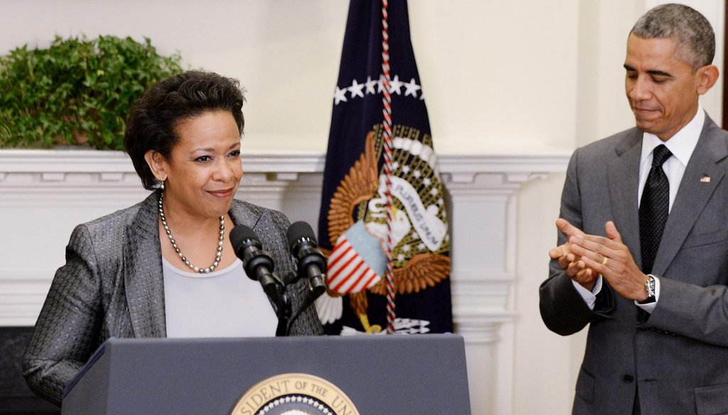 President Barack Obama nominates Loretta Lynch, the U.S. attorney in Brooklyn, to succeed Eric Holder as attorney general during an event in the Roosevelt Room on Nov. 8, 2014, in Washington. (MCT)