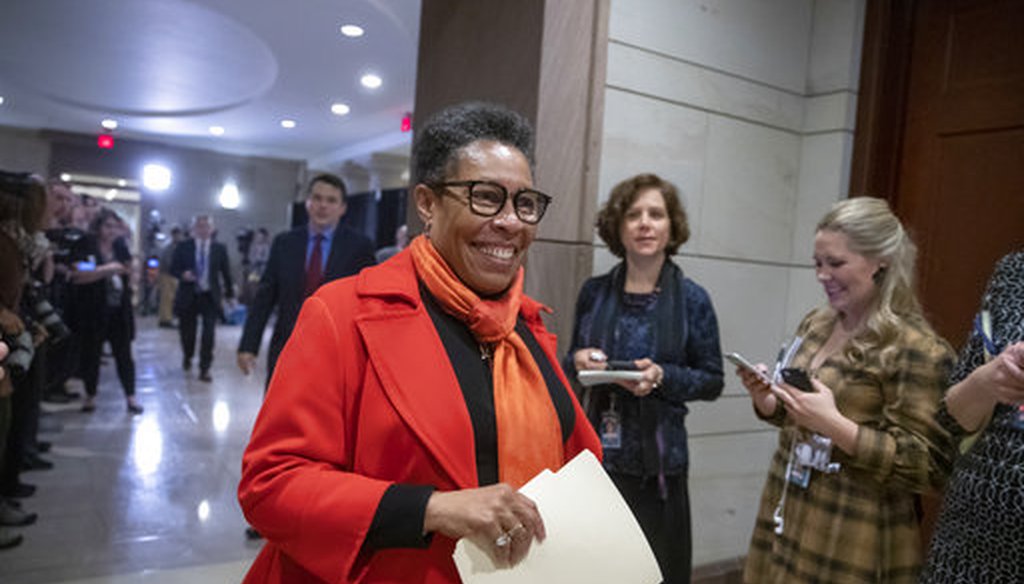 Rep. U.S. Rep. Marcia Fudge, D-Ohio, arrives for the Democratic Caucus leadership elections at the Capitol in Washington, Nov. 28, 2018. (AP)