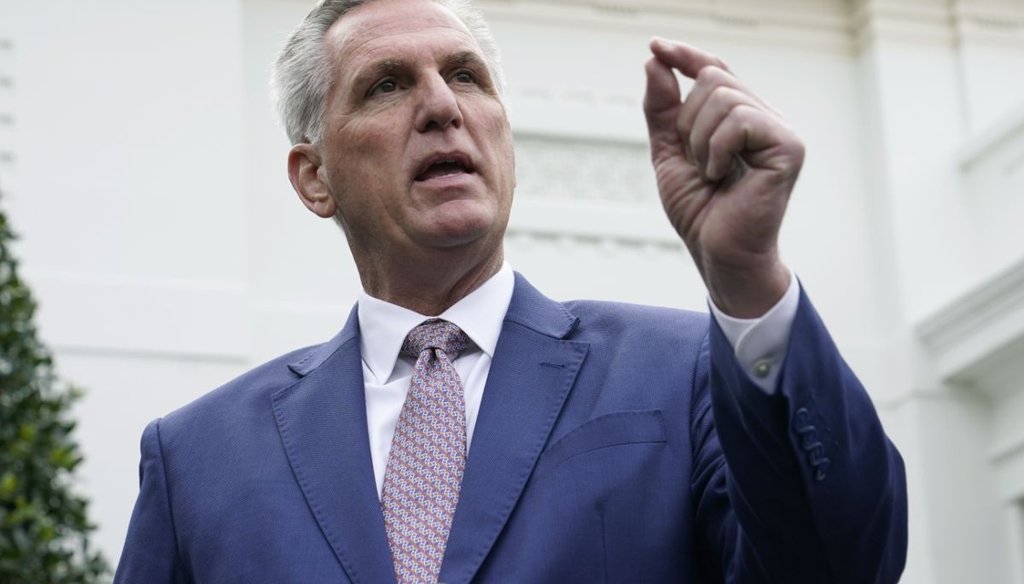 House Minority Leader Kevin McCarthy, R-Calif., speaks with reporters Nov. 29, 2022, at the White House. (AP)