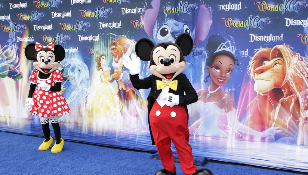 Mickey Mouse and Minnie Mouse at the premiere of World of Color water show at Disneyland in Anaheim, California, in June 2010. (AP Images)