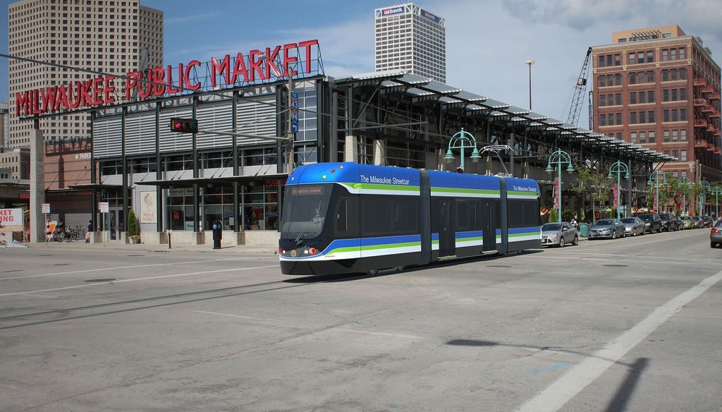 A streetcar project now under construction in the downtown Milwaukee area has sparked debate about whether it will promote economic development. (Rendering)