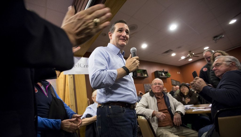 Sen. Ted Cruz, R-Texas,  speaks during a campaign stop at a Pizza Ranch in Newton, Iowa, on Nov. 29, 2015.