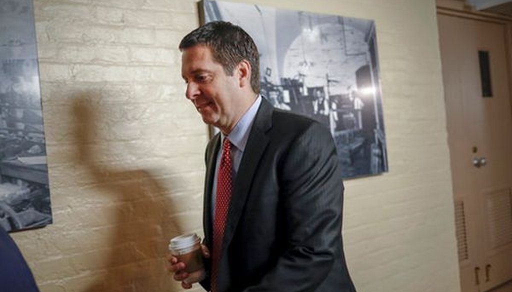 House Intelligence Committee Chairman Devin Nunes, R-Calif., walks to a GOP conference at the Capitol on Jan. 30, 2018. (AP Photo/J. Scott Applewhite)