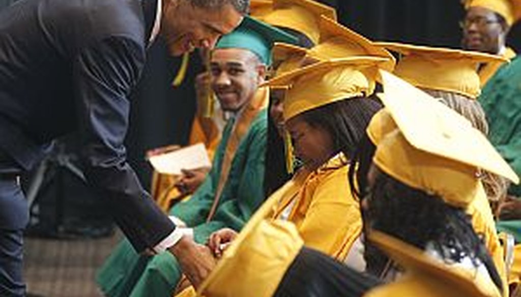 President Obama greeted graduates, some overcome with emotion, before he delivered the commencement address at Booker T. Washington High School in Memphis, Tenn. on May 16, 2011.