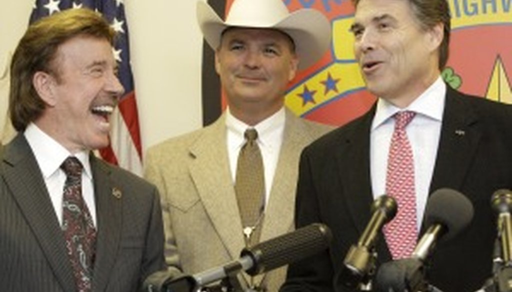 Gov. Rick Perry, the 2010 "Texan of the Year," made actor Chuck Norris an honorary Texas Ranger this month. Norris played a Ranger on TV for years.