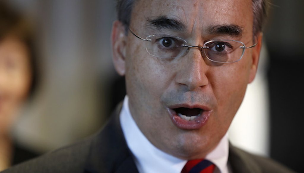 Rep. Bruce Poliquin, R-Maine, speaks at a news conference at Bath Iron Works in Bath, Maine, Friday, Sept. 29, 2017. (AP)