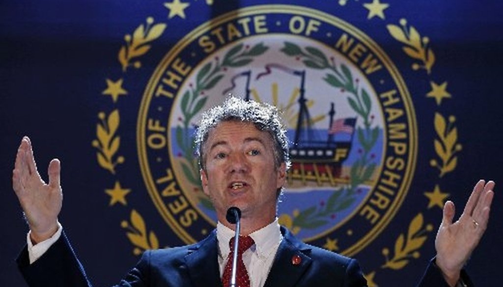 Sen. Rand Paul, R-Ky., speaks during a visit to New Hampshire on Sept. 12, 2014.