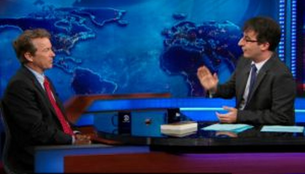 Sen. Rand Paul, R-Ky., discussed health insurance policy with John Oliver on "The Daily Show."