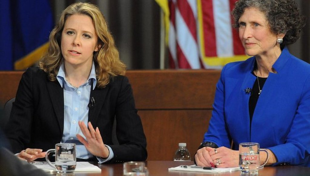 Wisconsin Supreme Court Justice Rebecca Bradley (left) was appointed to the court and is seeking election to a full 10-year term. State Court of Appeals Judge JoAnne Kloppenburg is making her second run for the high court. (Michael McLoone photo)