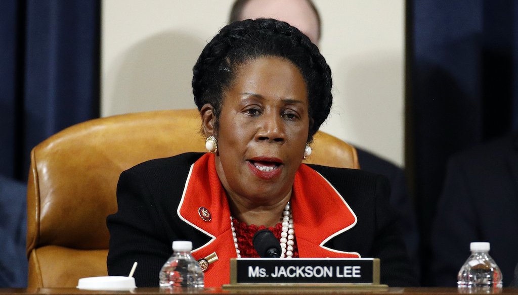 Rep. Shelia Jackson Lee, D-Texas, speaks during a House Judiciary Committee meeting, Dec. 13, 2019, on Capitol Hill in Washington. (AP)