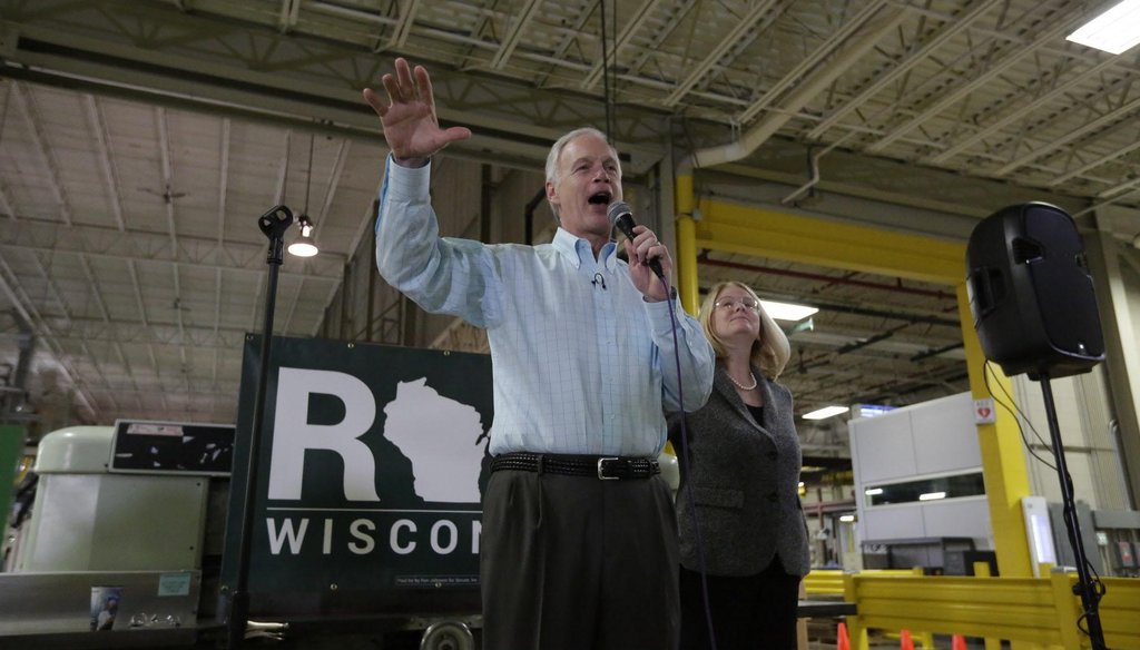 Republican U.S. Sen. Ron Johnson announced his re-election bid on May 2, 2016 at Pacur, his plastics manufacturing company in Oshkosh, Wis. (Joe Sienkiewicz photo)