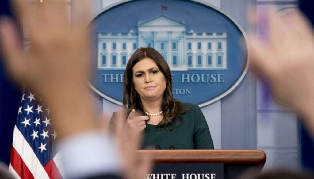 White House Press Secretary Sarah Huckabee Sanders calls on a member of the media during the daily White House briefing on Oct. 20, 2017. (AP/Andrew Harnik)