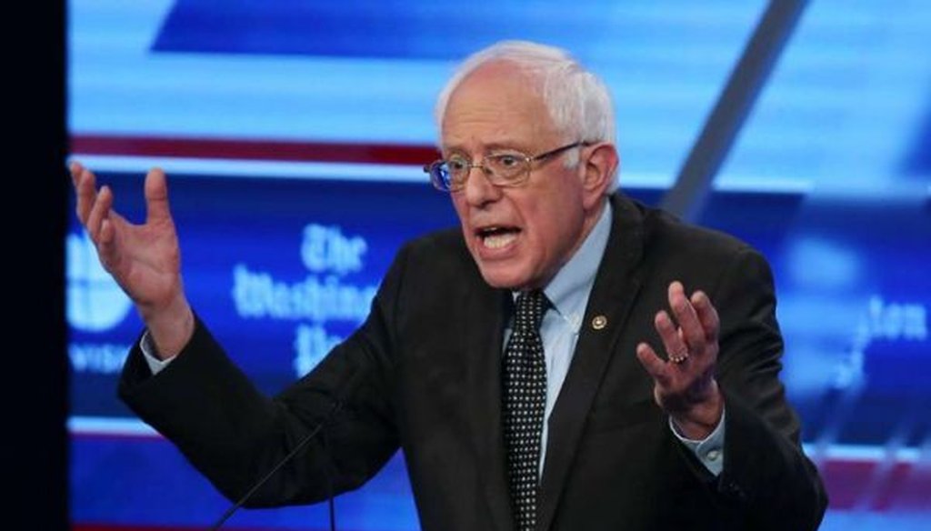 Democratic presidential candidate Bernie Sanders speaks at the Univision News-Washington Post debate on March 9, 2016, in Miami. (Joe Raedle/Getty Images) 