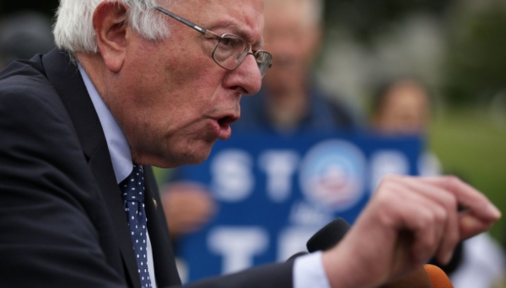 Democratic presidential candidate Bernie Sanders speaks during a news conference on Capitol Hill on June 3, 2015.