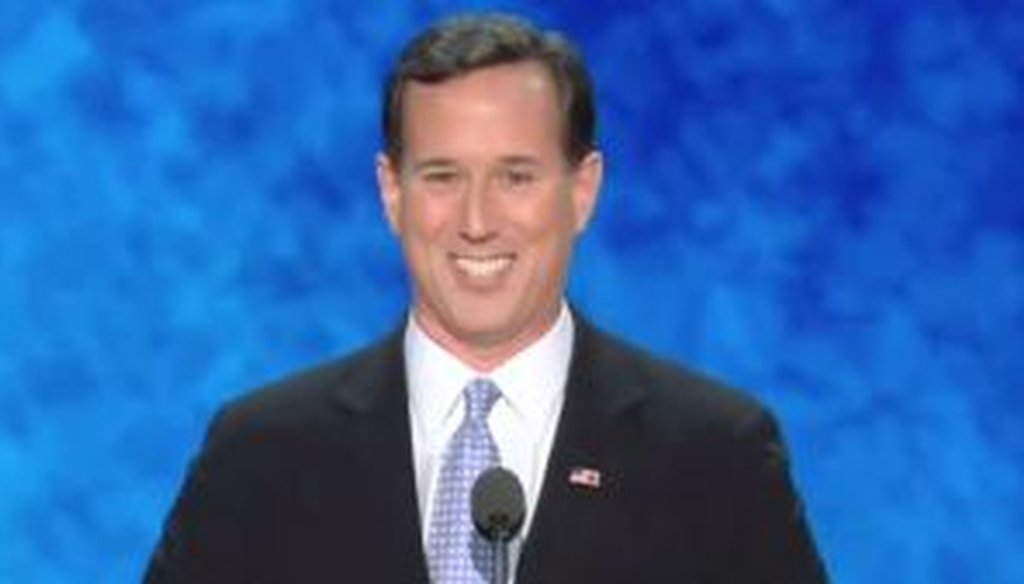 Former Sen. Rick Santorum speaks at the Republican National Convention in Tampa.