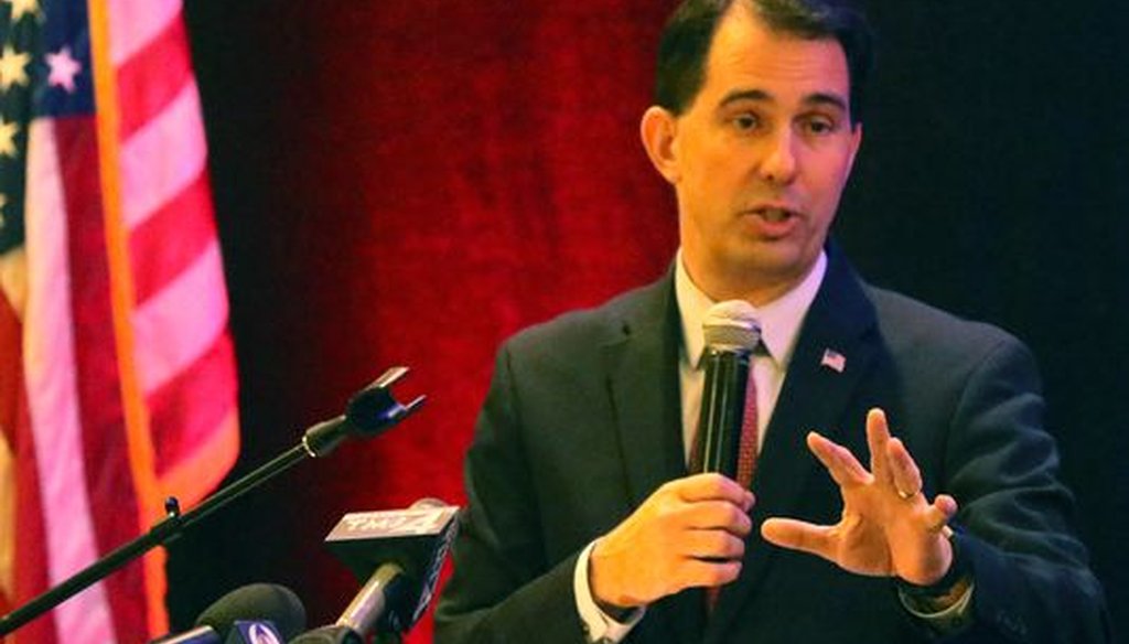 Wisconsin Gov. Scott Walker is touting his tax cuts as he runs for a third term in the 2018 election. (C.T. Kruger/NOW Newspapers)