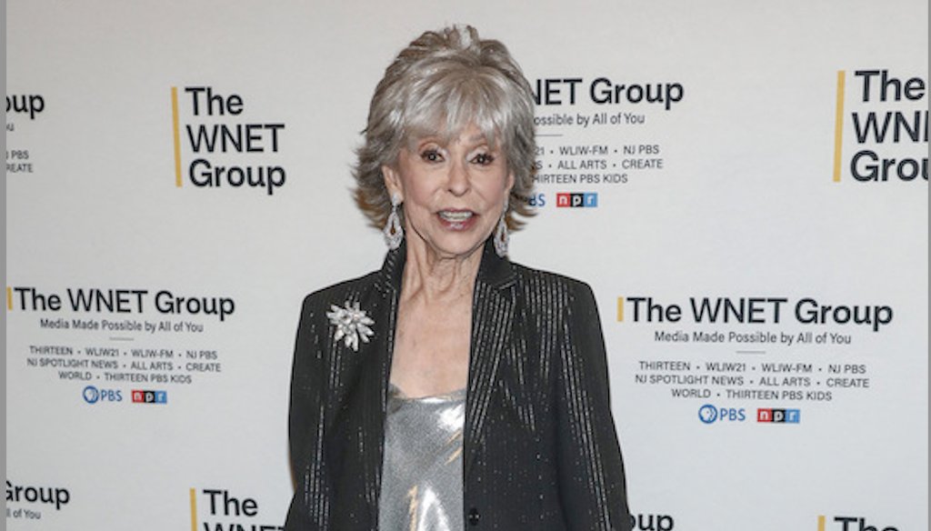 La actriz Rita Moreno asiste a la Gala del Grupo WNET en su honor en el Edison Ballroom el 7 de mayo de 2024 en Nueva York. (AP)