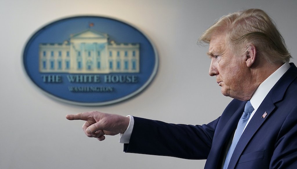 President Donald Trump speaks during a press briefing with the coronavirus task force. (AP Photo/Evan Vucci)