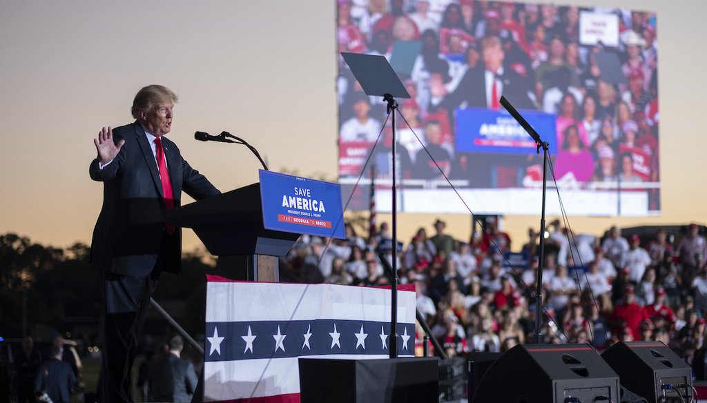 Former President Donald Trump speaks during his Save America rally in Perry, Ga., on Saturday, Sept. 25, 2021. (AP)