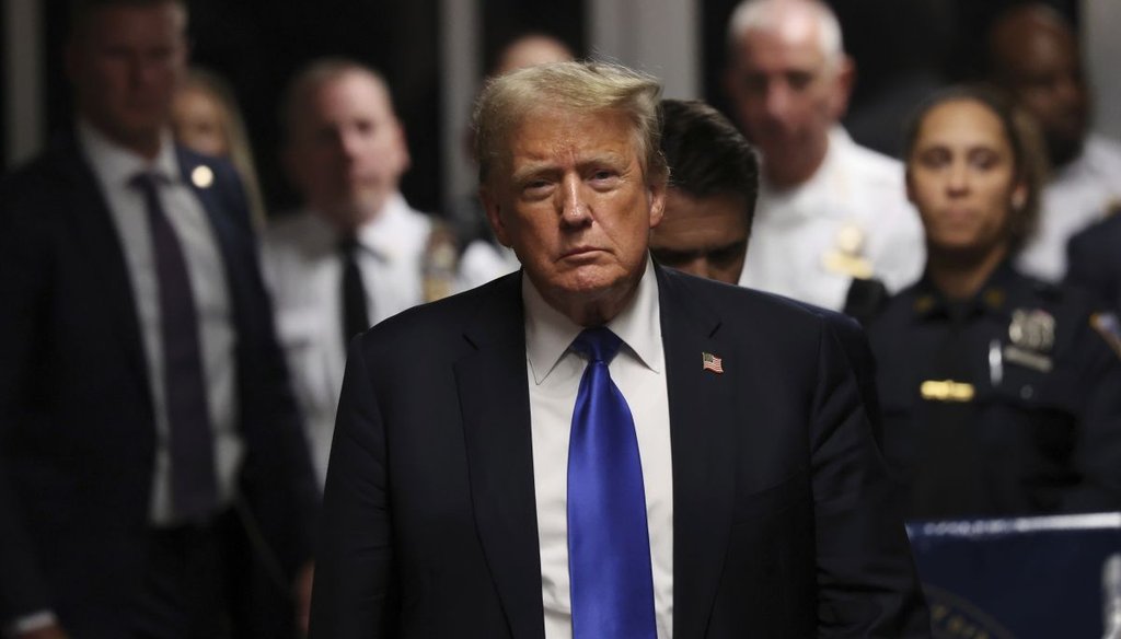 Former President Donald Trump exits the courtroom May 30, 2024, at the conclusion of his falsified business records trial in New York. (AP)