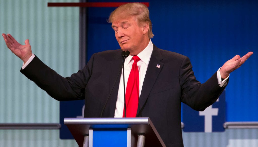 Republican presidential candidate Donald Trump gestures during the first Republican presidential debate in Cleveland, Ohio. (AP)