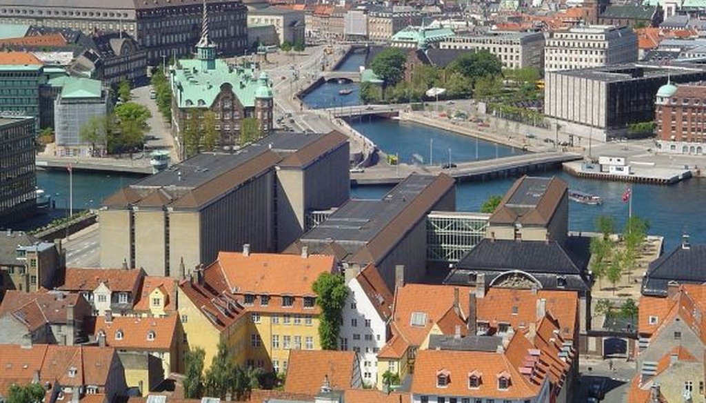 A veiw of Copenhagen, Denmark. Opposing Internet graphics paint Denmark as either a paradise or hell on earth. We checked a claim from one of them. (Wikimedia Commons)