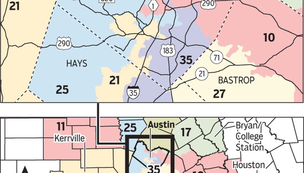 Austin U.S. House districts under the plan imposed for 2012 elections.