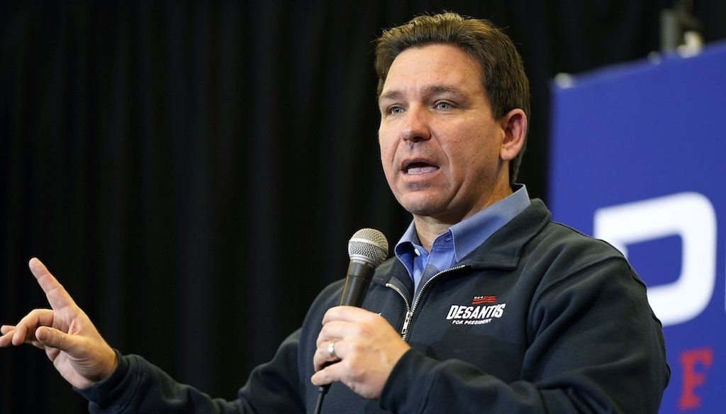 Republican presidential candidate Ron DeSantis speaks during a campaign event in Waukee, Iowa, on Jan. 3, 2024. (AP)