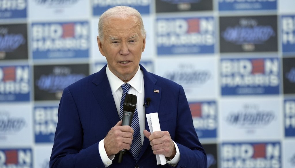 President Joe Biden discusses reproductive freedom April 23, 2024, at Hillsborough Community College in Tampa, Fla. (AP)