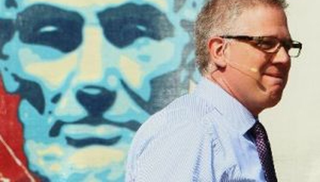 Glenn Beck pauses during the "Restoring Honor" rally in front of the Lincoln Memorial on Aug. 28, 2010, in Washington, DC