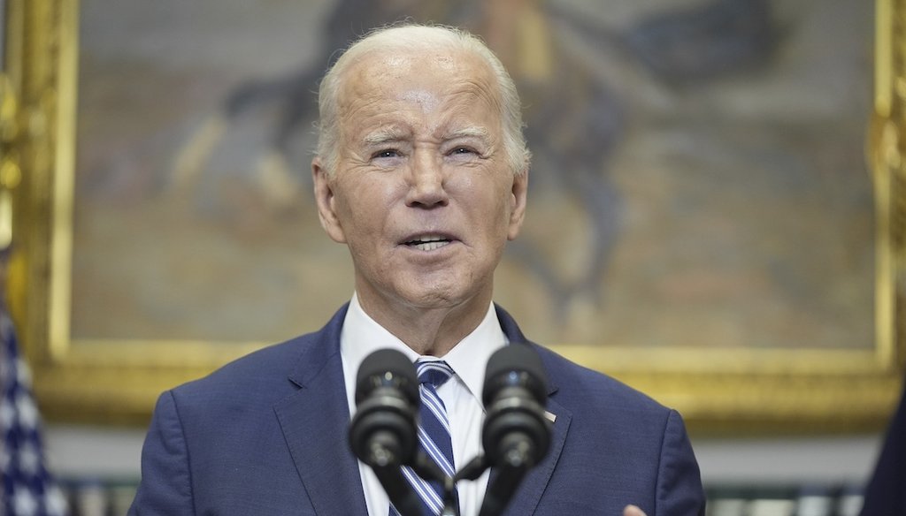 President Joe Biden speaks Feb. 16, 2024, about the death of Russian opposition leader Alexei Navalny in the White House’s Roosevelt Room. (AP)