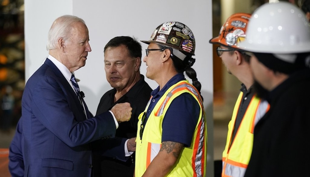 President Joe Biden tours the building site for a new Taiwan Semiconductor Manufacturing Co. computer chip plant Dec. 6, 2022, in Phoenix. (AP)