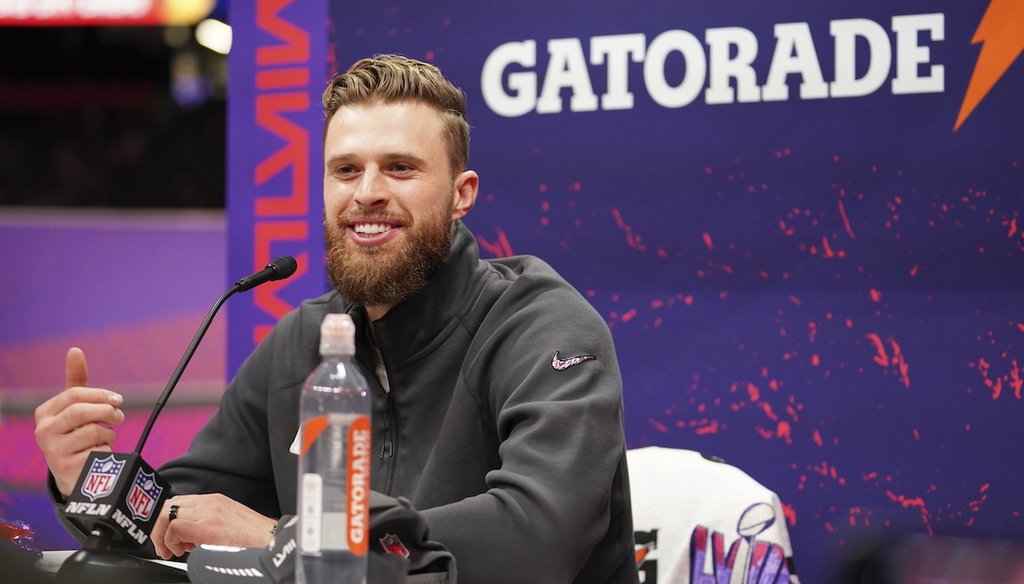 Kansas City Chiefs kicker Harrison Butker at a Super Bowl press conference Feb. 6, 2024, in Las Vegas. (AP)