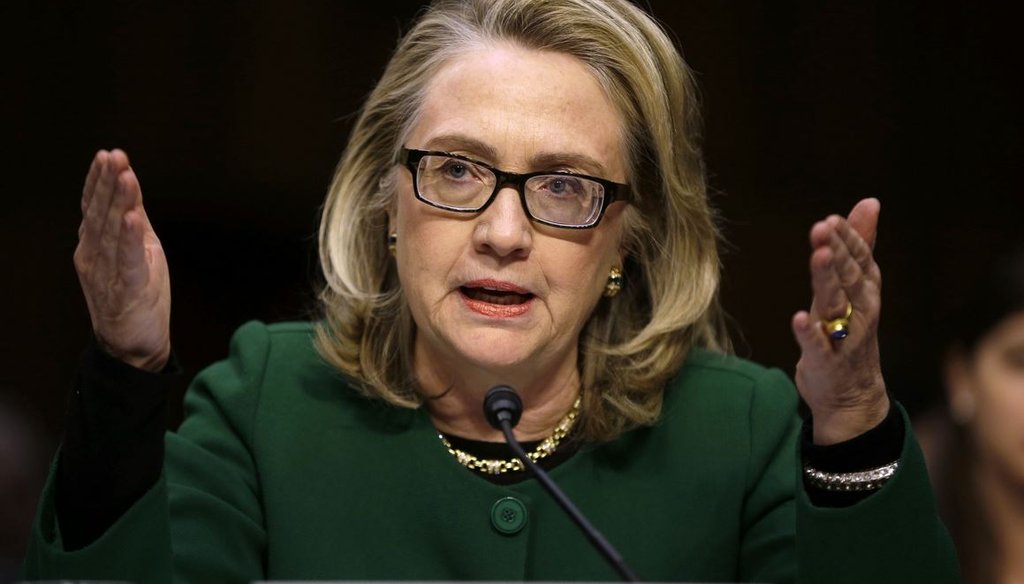 Former Secretary of State Hillary Clinton testifies Jan. 23, 2013, before the Senate Foreign Relations Committee hearing on the 2012  attack on the U.S. diplomatic mission in Benghazi, Libya. (AP Photo/Pablo Martinez Monsivais) 