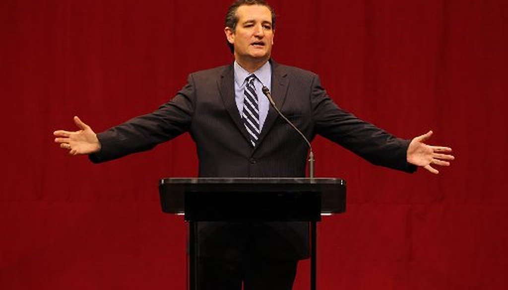 U.S. Sen. Ted Cruz, speaking to celebrants at the Republican victory party Nov. 4, 2014, said (like at least two other speakers) 1,000 people a day move to Texas. (Photo, Deborah Cannon, Austin American-Statesman).