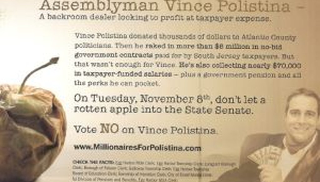 A snapshot of the mailer paid for by the New Jersey Democratic State Committee.