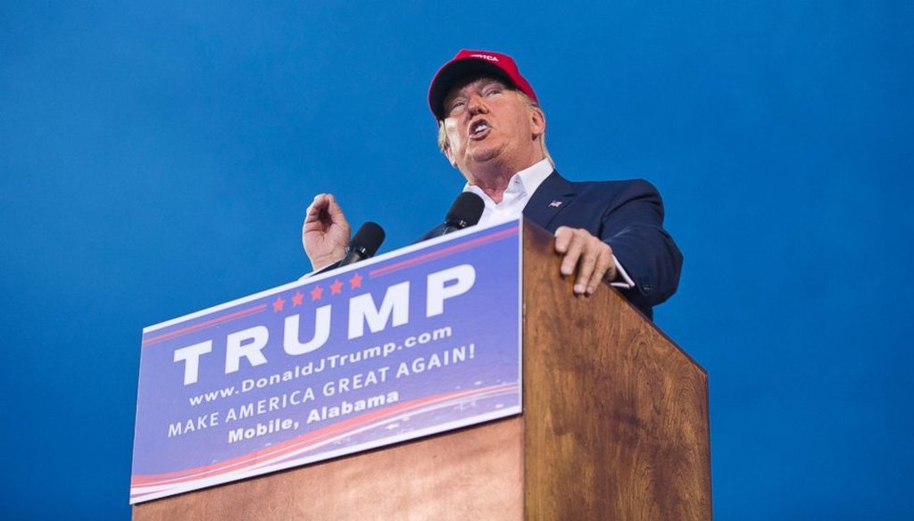 Donald Trump rallies thousands of fans at a stadium in Mobile, Ala., on Aug. 22, 2015. (AP)