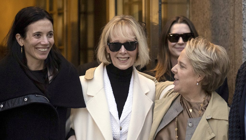 E. Jean Carroll leaves federal court in New York, Jan. 26, 2024, after a jury awarded her $83.3 million in a case against former President Donald Trump. (AP)