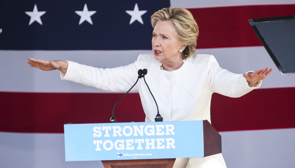 Former Secretary of State Hillary Clinton shakes hands at a presidential campaign event in North Las Vegas, Nev., on Aug. 18, 2015. (Getty Images)