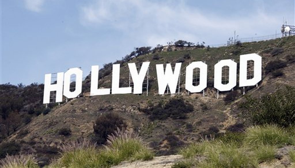 This file photo taken Jan. 29, 2010, shows the Hollywood sign in the Hollywood Hills of Los Angeles. (AP/Saxon)