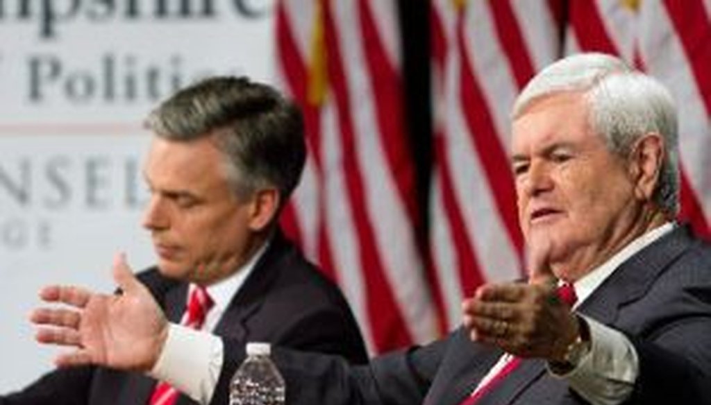 Jon Hunstman and Newt Gingrich debate in New Hampsire