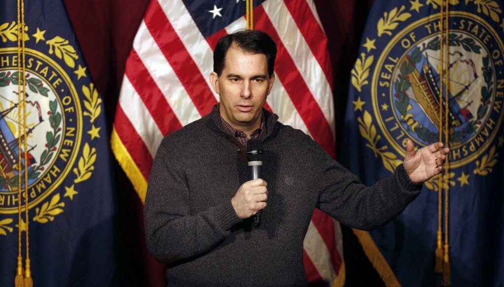 Gov. Scott Walker in the $1 sweater in question. (AP photo)