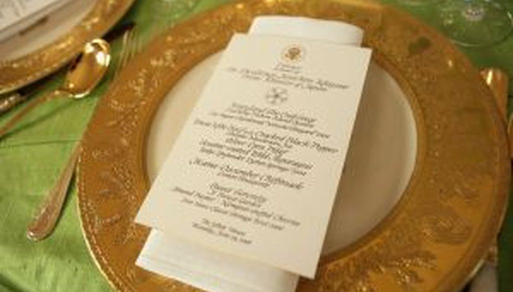 An example of White House calligraphy: a menu from a 2006 state dinner honoring the prime minister of Japan.