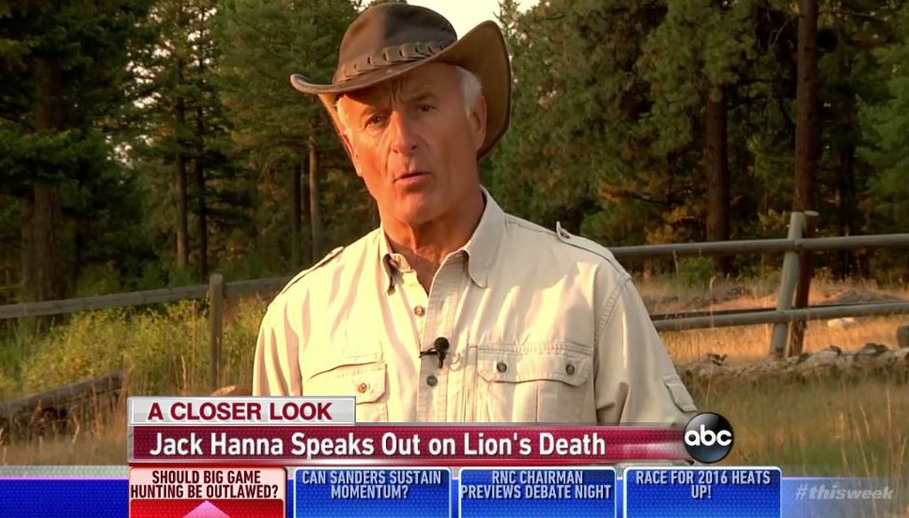 Animal expert Jack Hanna discusses the death of Cecil the lion on ABC's "This Week" Aug. 2, 2015. (Screenshot)