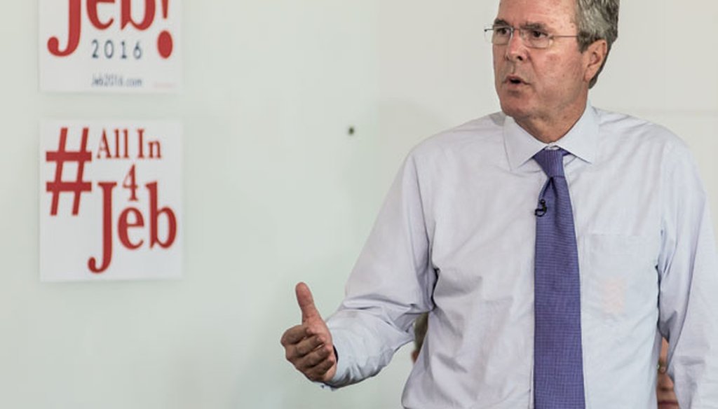 Former Florida Gov. Jeb Bush answers questions from employees of Nephron Pharmaceutical Company on June 29, 2015, in West Columbia, S.C. (Getty Images)